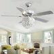 Modern Crystal Ceiling Fan Led Light Remote Control Wind Speed Blades Reversible