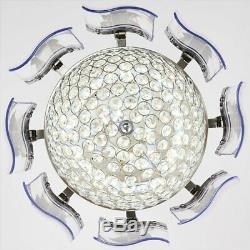 Modern Crystal Ceiling Fan Light LED Chandelier Remote Control Ceiling Light
