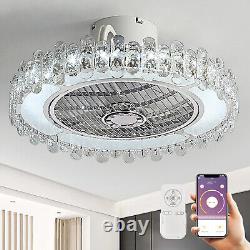 Modern Crystal Fan Light, Silver Fan with Light, LED Dimmable, Remote Control