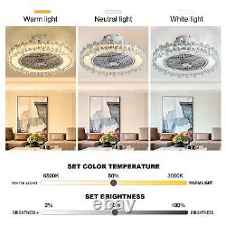 Modern Crystal Fan Light, Silver Fan with Light, LED Dimmable, Remote Control
