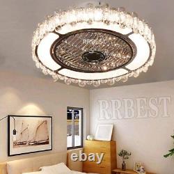 Modern Crystal Fan Light, living Room LED Ceiling Light, with Remote Control