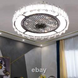 Modern Crystal Fan Light, living Room LED Ceiling Light, with Remote Control