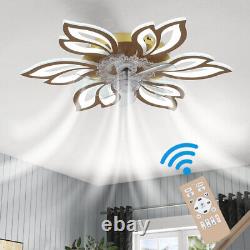 Modern LED Ceiling Fan Light Dimmable Chandelier Lamp Bluetooth Remote Control