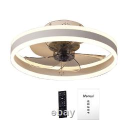 Modern LED Ceiling Fan Light Dimmable Chandelier Lamp Bluetooth Remote Control