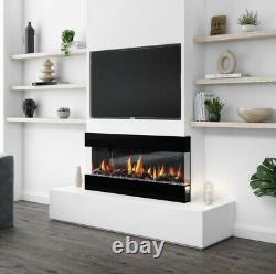 Modern LED Flame Electric Fireplace in Black with Remote Control 42