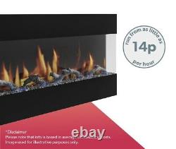 Modern LED Flame Electric Fireplace in Black with Remote Control 42 Inch
