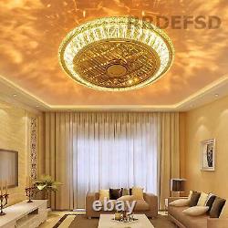 Modern LED crystal ceiling fan light, remote control dimmable ceiling fan light