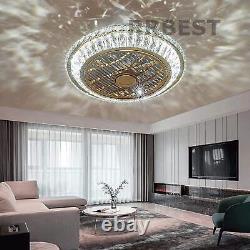Modern LED crystal ceiling fan light, remote control dimmable ceiling fan light