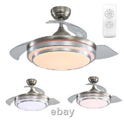Modern Silent Ceiling Fan Light 3 Invisible Blades 3 Wind Speed w Remote Control