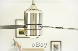 Modern ceiling fan with light kit and remote Loft Nickel / Black 112 cm 44