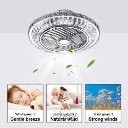 Modern crystal ceiling fan light with remote control Adjustable wind speed