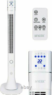Mylek Tower Fan Electric Oscillating Cooling Air Remote Control Timer White