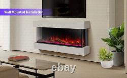 NEW 2024 3D 3 Sided No Border Glass UHD Media Wall Electric Fire 50 60 71 80