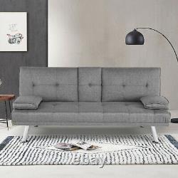 NEW SCANDI STYLE FABRIC GREY Sofa Bed recliner 3 Seater Modern Luxury Design