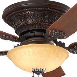 Old World Bronze 52 Ceiling Fan 3-Speed Pull Chain Bowl Light Tuscan Fixture