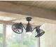 Outdoor/indoor Twin Oscillating Gyro Ceiling Fan Led Light Industrial Dual Cage