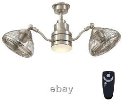 Outdoor/Indoor Twin Oscillating Gyro Ceiling Fan LED Light Industrial Dual Cage