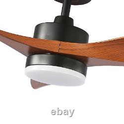 POLLOR 52 Large Ceiling Fan in Wood Effect with Dimmable LED Light & Remote