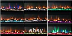 Panoramic 2022 Electric Media Wall Fire Remote HD LED Mantel Inset 60 GREY