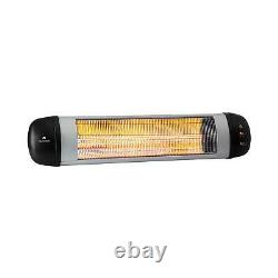 Patio Radiant Heater Garden Outdoor Heating 2500W Timer LED Wall Remote Silver