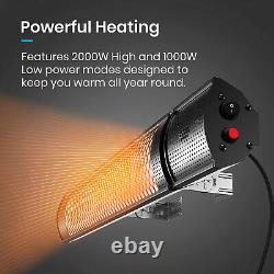 Pro Breeze 2KW Halogen Infrared Patio Heater Wall Mounted with Remote Control