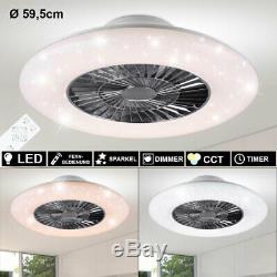 Quiet LED ceiling fan remote control star effect daylight bedroom lamp dimmable