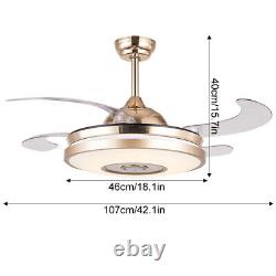RGB Retractable LED Ceiling Fan with Dimmable Music Light, APP & Remote Bedroom
