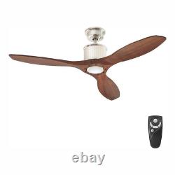 Reagan 52 LED Indoor Brushed Nickel Ceiling Fan with Light Remote Control Home