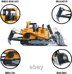 Remote Control Bulldozer Construction Vehicle Toy with Lights and Realistic Soun