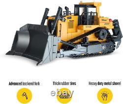 Remote Control Bulldozer Construction Vehicle Toy with Lights and Realistic Soun
