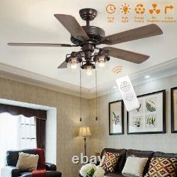 Remote Control Ceiling Fan Light 3/5 Blades Reversible Living Room Kitchen Decor