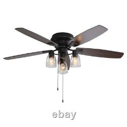 Retro Ceiling Fan Light Remote Control Chandelier LED Lamp Adjustable Wind Speed
