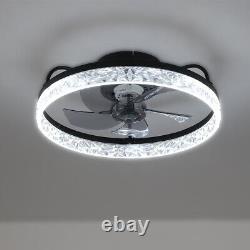 Retro Crystal Ceiling Fan Light Dimmable Living Room Bedroom Fan Chandelier Lamp