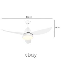 Reversible Ceiling Fan with Light, 3 Blades White LED Remote White