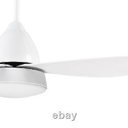 Reversible Ceiling Fan with Light, 3 Blades White LED Remote White