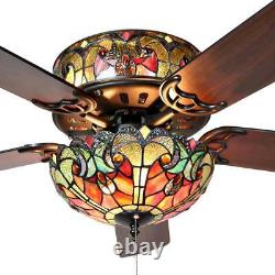 River of Goods Halston 52 in. Indoor Red Stained Glass Ceiling Fan