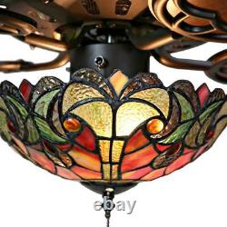 River of Goods Halston 52 in. Indoor Red Stained Glass Ceiling Fan