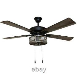 River of Goods Prairie 52 in. LED Oil Rubbed Bronze Caged Ceiling Fan With Light