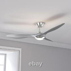 Silver 52 Celing Fan Light Home Chandelier Fan Lamp Remote Control LED 6-Speed