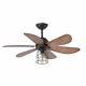 Small Ceiling Fan Light With Remote Control Chicago Black & Walnut 91 Cm 36