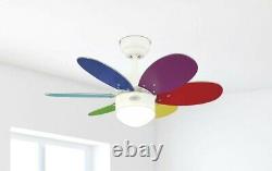 Small ceiling fan with light Fan with pull cords Turbo II Multicolour 76 cm 30