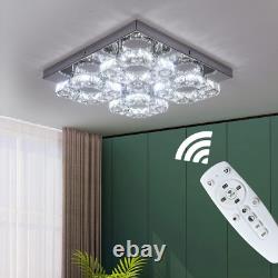 Smart Crystal Led Chandelier Light with Dimmable Remote Control, Modern Led 4 Ri