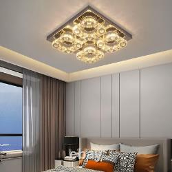 Smart Crystal Led Chandelier Light with Dimmable Remote Control, Modern Led 4 Ri