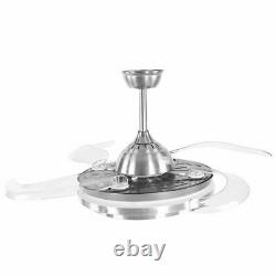 Super Silent 42 Inch LED Ceiling Fan + Remote Control Lamp 4 Retractable Blades