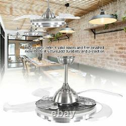 Super Silent 42 Inch LED Ceiling Fan + Remote Control Lamp 4 Retractable Blades