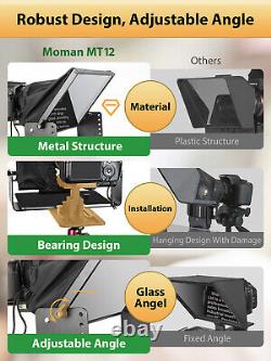Teleprompter MOMAN MT12 Metal Prompter Kit 12inch for DSLR Camera Camcorder iPad