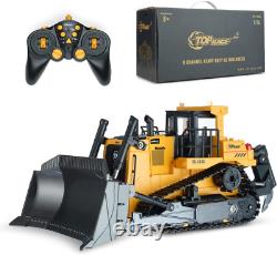 Top Race Remote Control Bulldozer Construction Vehicle Toy with Lights and Reali