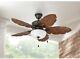 Tropical Style Indoor Outdoor Ceiling Fan 44-in. Palm Leaf Blades Bowl Light Kit