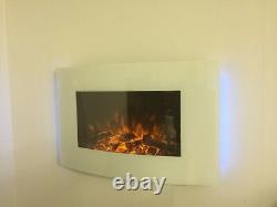Truflame Log White Curved Wall Mounted Electric Fire 7 Colour Led Flame Effect
