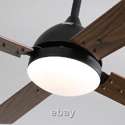 Vintage Wooden Blades Ceiling Fan Light Remote Control 3 Color LED/3 Speed/Timer